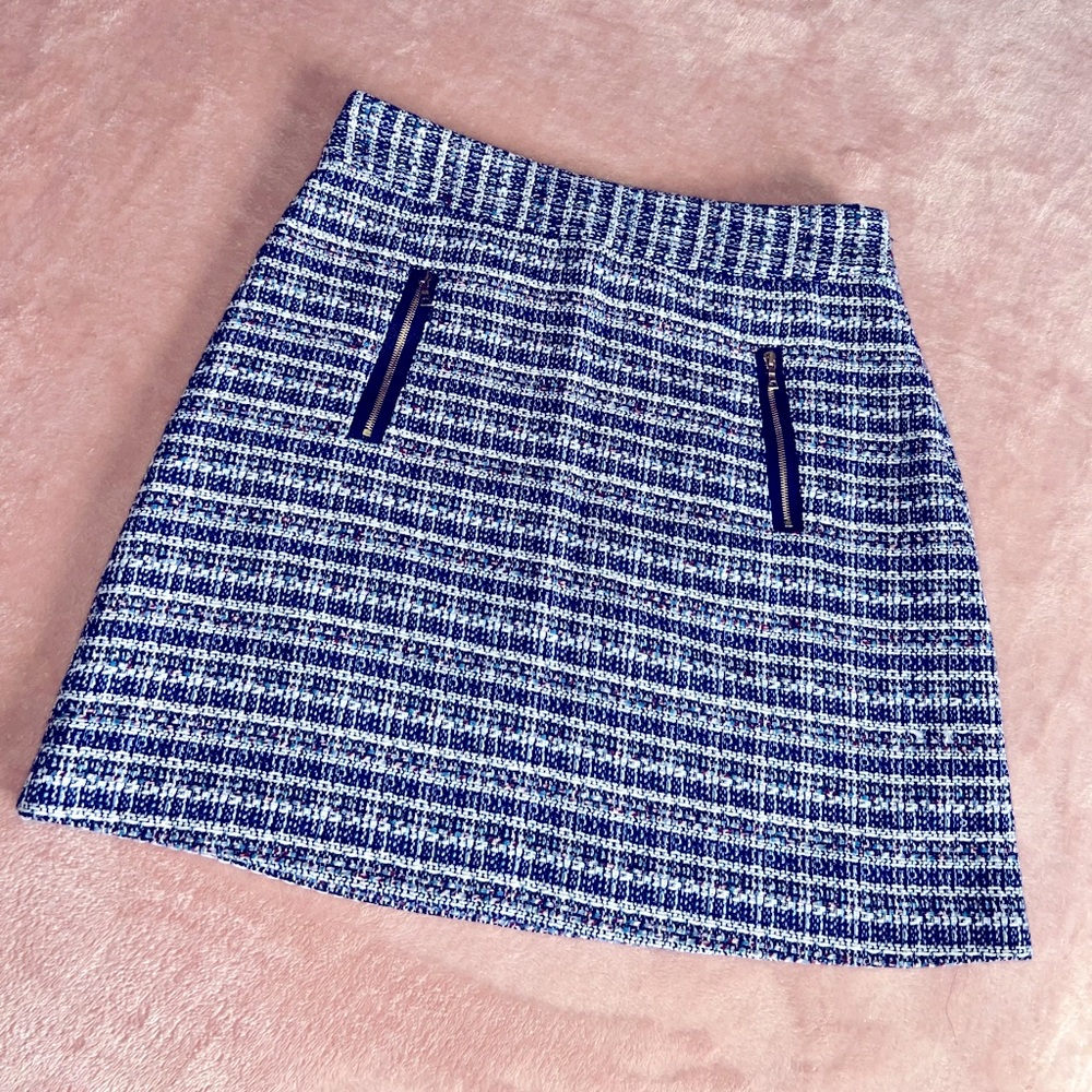 Loft Tweed Blue Mini Skirt